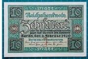 1920 German banknote 10 Marks