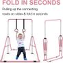NEW SALE | Gymnastics Bars, Junior Training Kip Bar Gymnastics Equipment for Home Garden, Adjustable Height Gymnastic Folding Horizontal Bar with Gymnastic Rings for Kid Boys Girls Image 2