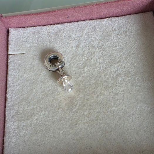 Pandora baby pacifier charm,sterling silver, cubic zirconia very good condition fully hallmarked