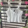 top H&M white 100% cotton top medium Image 7