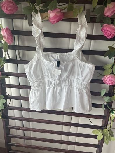 top H&M white 100% cotton top medium