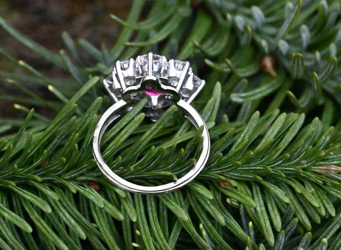 Antique 1920s Ruby & Diamond Cluster Ring
