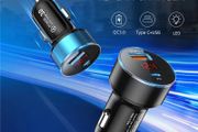 USLION 36W PD/QC3.0 Car Dual USB (Type-C &amp; Type-A) Phone Quick Charger with Digital Display (Brand New/Warranty)