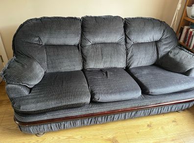 Sofa, 2 armchairs, footstool