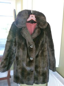 Faux Fur Jacket Coat Medium-Switzers Dublin- Excellent Condition Darkest Brown. LADIES. Beautiful quality.