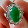 18k white gold Jade Ring with diamonds Image 2