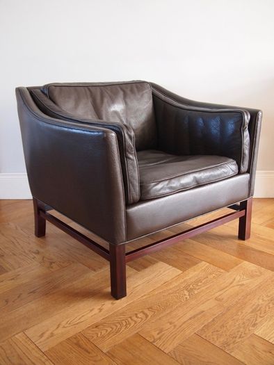 Georg Thams for Grant Mobelfabrik Mid Century Modern Danish Leather Armchair Vintage 1960s