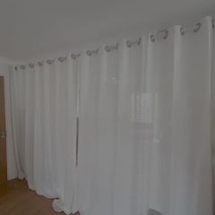 White Sheer Curtains + Extendable Tension Rod Set (2.8m - 3.2m)