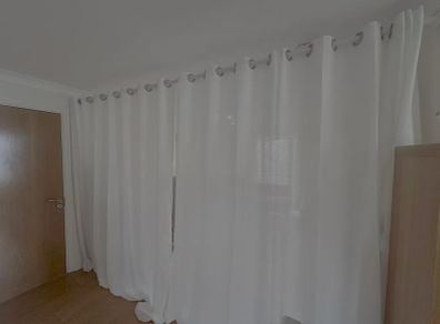 White Sheer Curtains + Extendable Tension Rod Set (2.8m - 3.2m)
