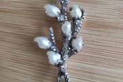Vintage sterling baby tooth pearl marcasite brooch