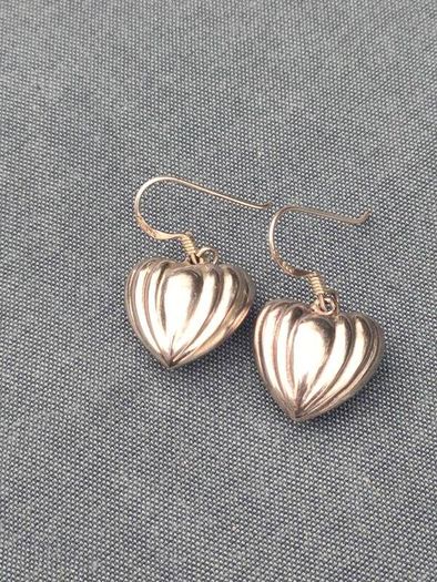 Vintage Sterling Silver Love heart earrings