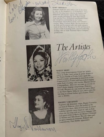 Dublin Grand Opera Society Spring Season 1976 Souvenir Programme  Signed with Autographs