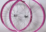 Pink Bicycle Wheelset - Fixie/Singlespeed/FixedGear/Track Bike (FlipFlop Rear Hub) Sealed Bearings - Massive Discount Sale due to Cosmetic Flaws - Pink Rims with Silver Spokes and Hubs