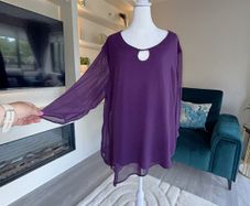Ladies Purple Chiffon Top from Mr. Max Fashion  Size UK 22 / EU 50