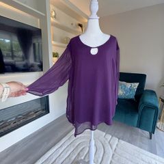 Ladies Purple Chiffon Top from Mr. Max Fashion  Size UK 22 / EU 50