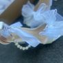 White bowknot high heels with pearls Image 2