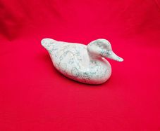 Marbled Ceramic Duck Ornament , Glazed Pottery Figurine  , Animal Home Decor Gift