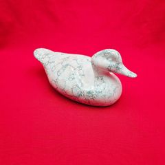 Marbled Ceramic Duck Ornament , Glazed Pottery Figurine  , Animal Home Decor Gift