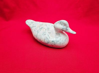Marbled Ceramic Duck Ornament , Glazed Pottery Figurine  , Animal Home Decor Gift