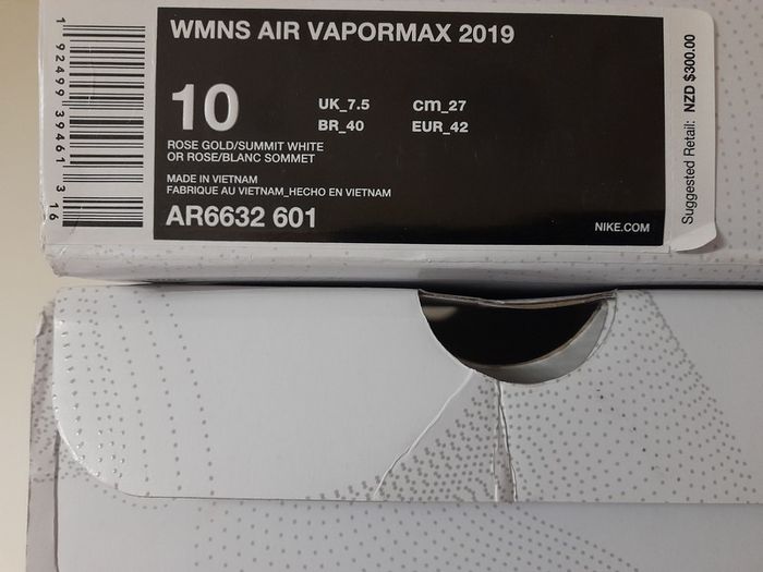 Nike Air VaporMax 2019 Rose Gold (Women's) UK-7.5/EUR-42 AR6632-601 Rose Gold/Moon Particle-Summit White-2019
