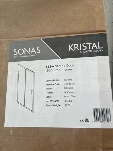 sonas zena shower door 1200mm chrome.