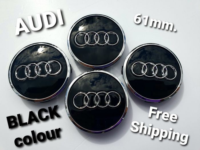Set/4x 61mm Gloss BLACK 3D AUDI alloy wheel centre caps cap  4M0601170JG3 Hub Cover