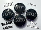 Set/4x 61mm Gloss BLACK 3D AUDI alloy wheel centre caps cap  4M0601170JG3 Hub Cover