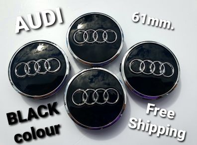 Set/4x 61mm Gloss BLACK 3D AUDI alloy wheel centre caps cap  4M0601170JG3 Hub Cover