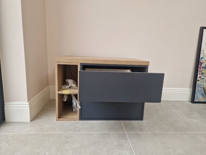 As-new twin drawer wall-hung unit (RT Large Earla Anthracite 600mm)