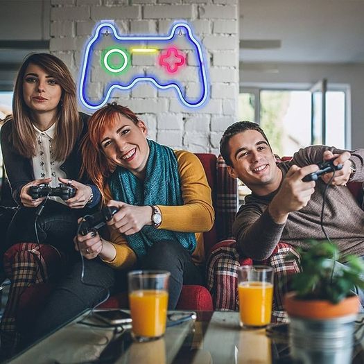 MASSIVE SALE Game Neon Signs Neon Light Gaming LED Neon Lights Wall Art Blue Neon Night Light for Kids Game Room Bar Bedroom Home Decoration 16''x11''