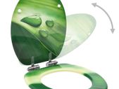 WC Toilet Seats with Soft Close Lid 2 pcs MDF Green Water Drop Design
