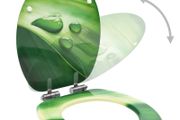 WC Toilet Seats with Soft Close Lid 2 pcs MDF Green Water Drop Design