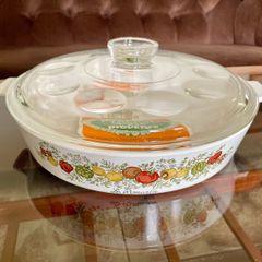 New Vintage Pyrosil Casserole Dish Spice of Life La Romarin 1970s with Lid and Original Box Unused