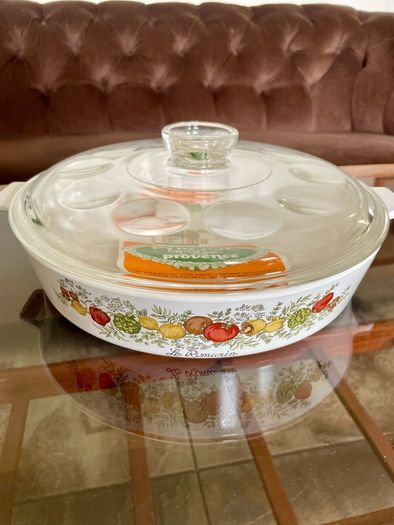 New Vintage Pyrosil Casserole Dish Spice of Life La Romarin 1970s with Lid and Original Box Unused