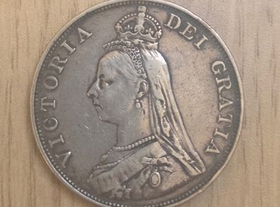 1889 Victoria Double Florin Jubilee Head silver