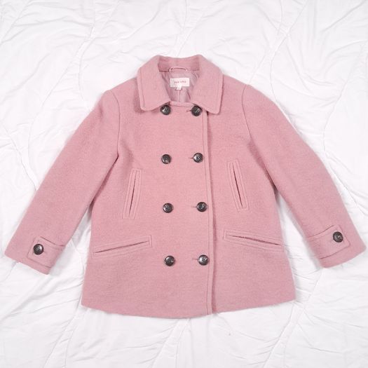 Per Una Dusky Rose Pink Wool Blend Double Breasted Pea Coat 10UK/38EU
