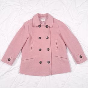 Per Una Dusky Rose Pink Wool Blend Double Breasted Pea Coat 10UK/38EU