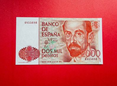 Spain  2000   Pesetas.  1980  . Pick. 159  Scarce ( Uncirculated )