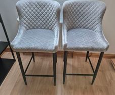 Bar Chairs - Grey Velvet with black metal x2