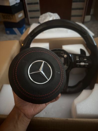 Mercedes W205 Carbon Fiber LED Steering Wheel | Alcantara | Airbag Included | C63 C43 E63 GLC
