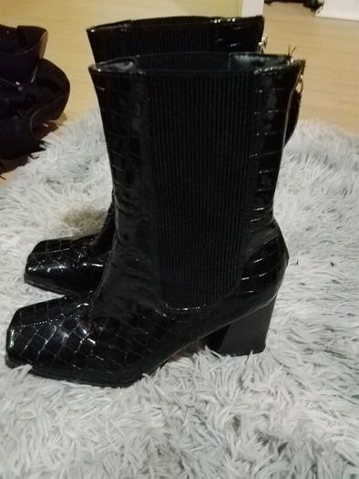 Black Painted Ankle Boots