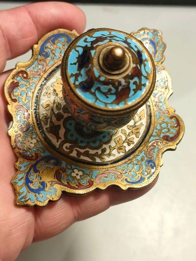 19th Century Napoleon 111 Bronze Cloisonne Ink Well
