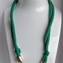 Rich Green & Gold Layered Rope Treble Bead Hoop Necklace Image 6