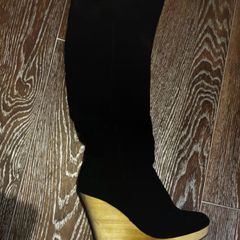 urban outfitters soft knee high wedge boot - size 3uk