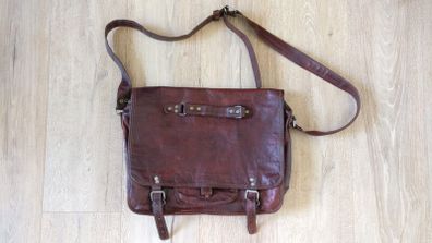 Brown leather man bag. postman bag