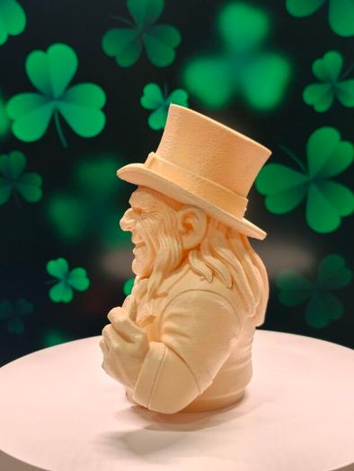 3D Printed Leprechaun Holding Gold Coin Bust