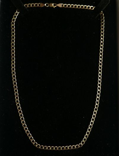 Vintage Solid Gold Curb Link Necklace in 9Ct Gold 375 - 18,5 inch  -  5,35g