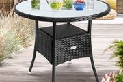80cm Garden round dining table with Frosted Glass Dining Table Top