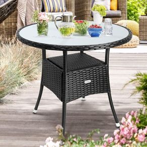 80cm Garden round dining table with Frosted Glass Dining Table Top
