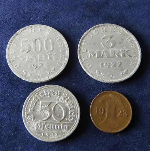 Antique German coins deutsche mark pfennig 1922 1923